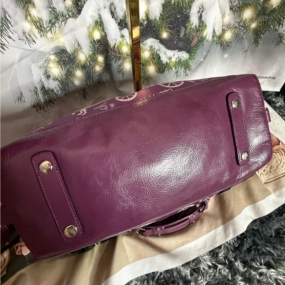 Coach Ashley Purple Horse & Carriage Satchel Purse Bag - Picture 9 of 14